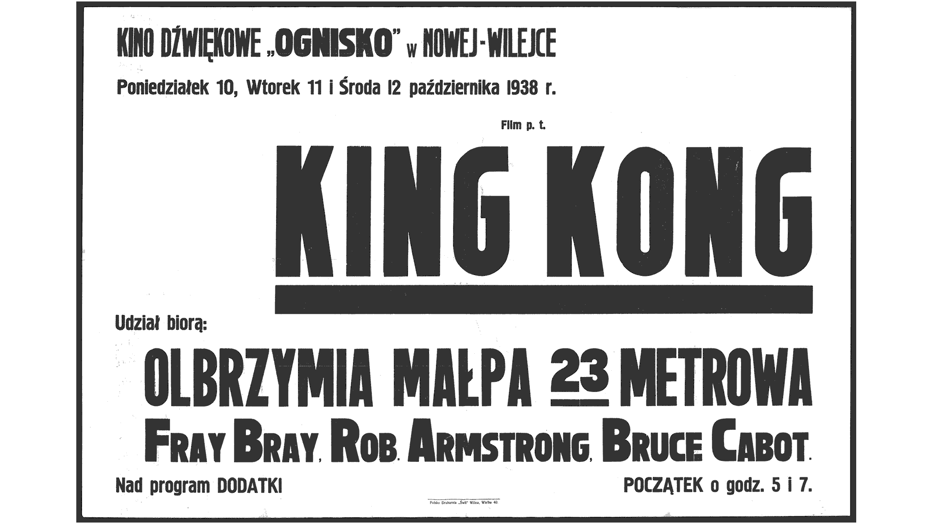 Plakat filmu King Kong z kina w Wilnie