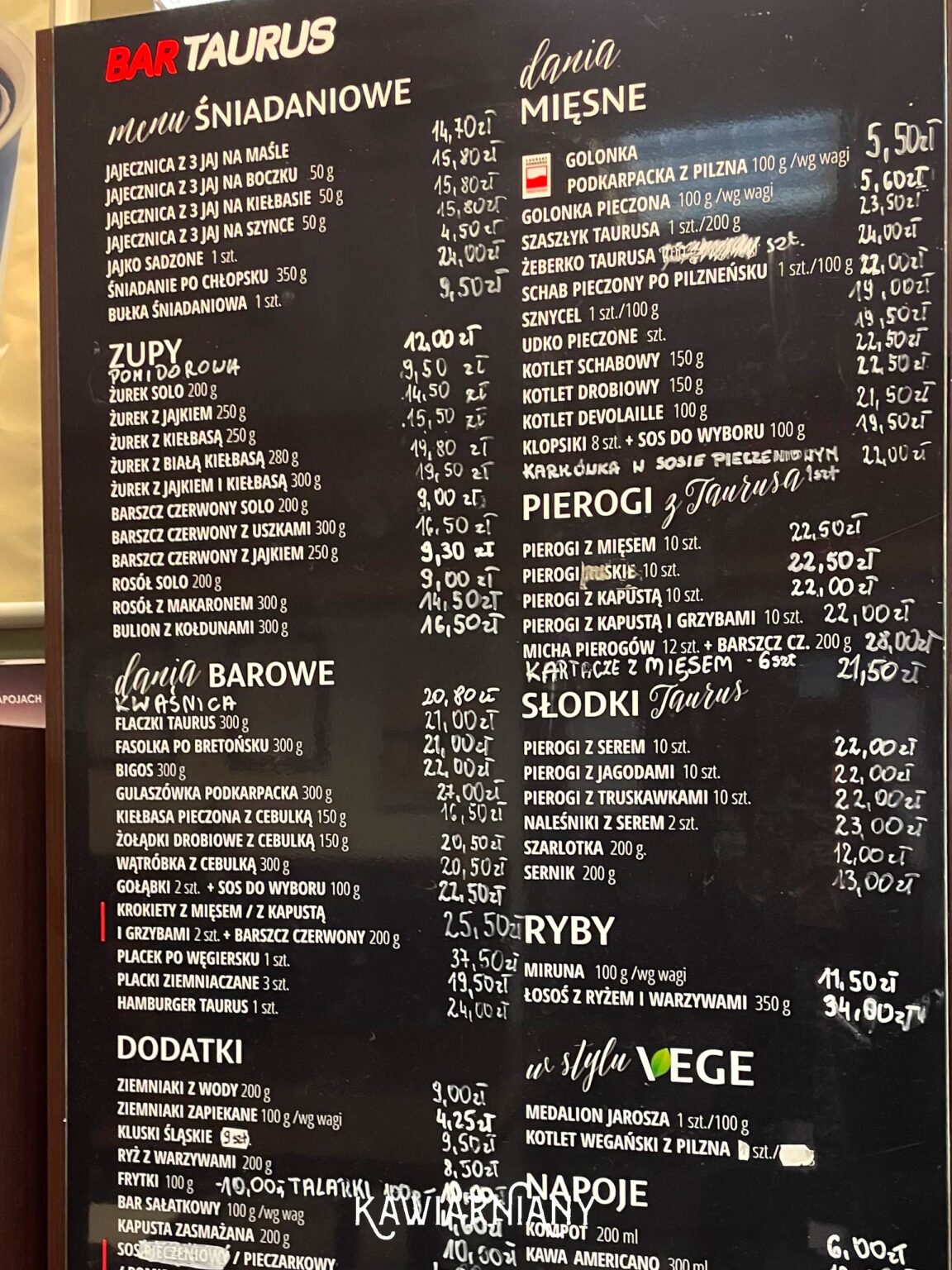 Bar Taurus przy A4 i A1. Menu i cennik oraz lokalizacje